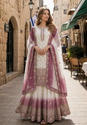 White Embroidered Georgette Kurta Set