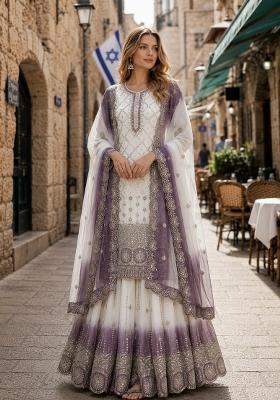 White Embroidered Georgette Kurta Set