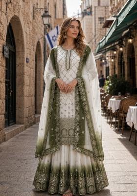 Mehendi Embroidered Georgette Kurta Set
