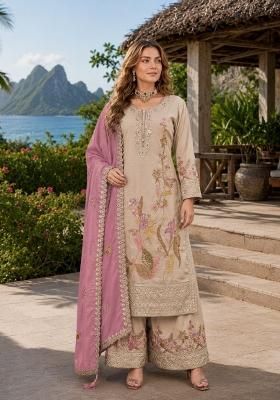 Cream Sequin Work Shimmer Kurta Set