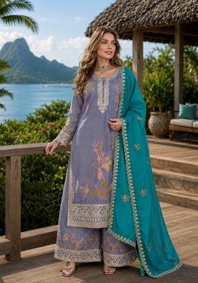Grey Sequin Work Shimmer Kurta Set