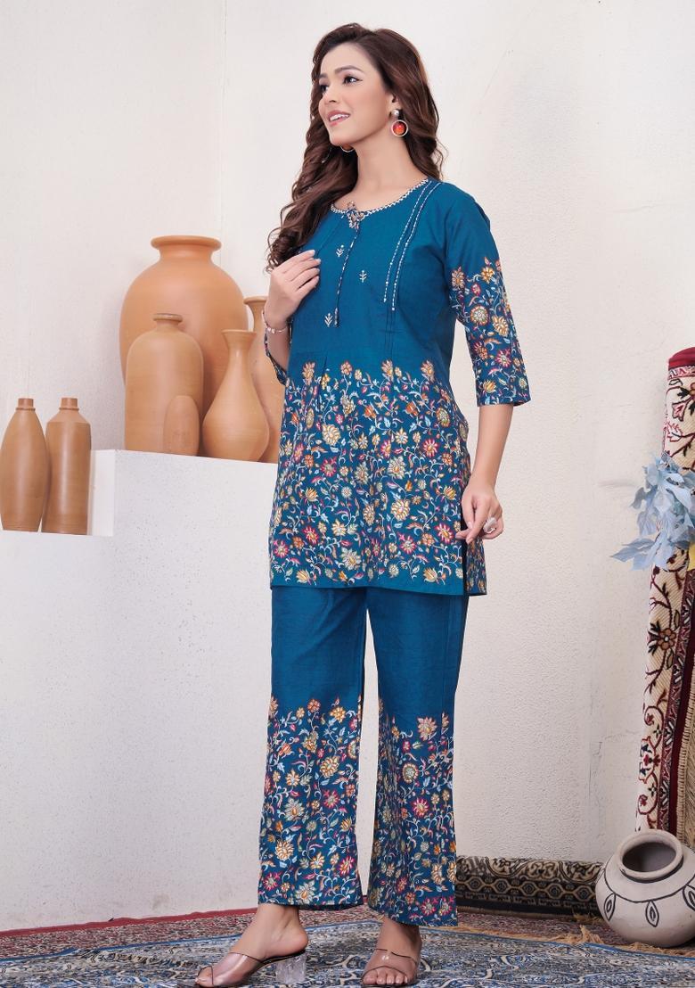Morpeach Printed Cotton Co Ords Set - Indya
