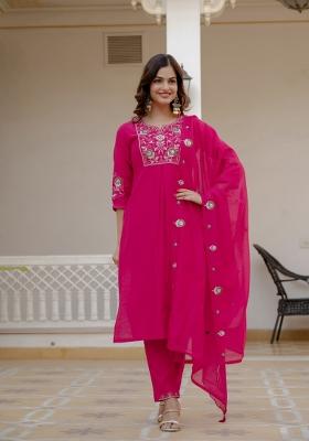 Pink Sequin Work Silk Kurta Set