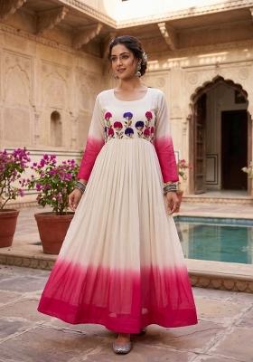 Pink Embroidered Georgette Anarkali