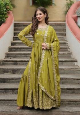Mustard Embroidered Silk Salwar Kameez