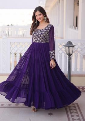 Aqua Blue Sequin Work Georgette Anarkali