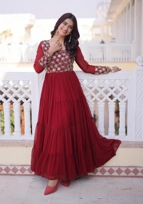 Maroon Sequin Work Georgette Anarkali