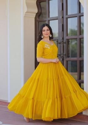 Yellow Embroidered Georgette Anarkali