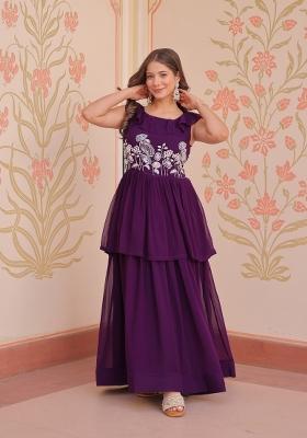 Violet Embroidered Georgette Anarkali
