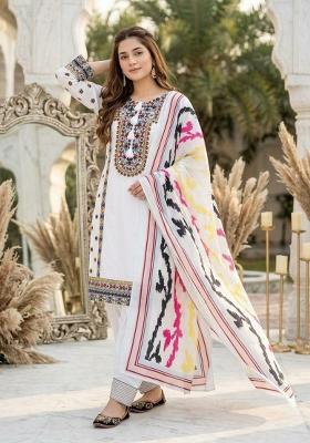 White Embroidered Silk Salwar Kameez