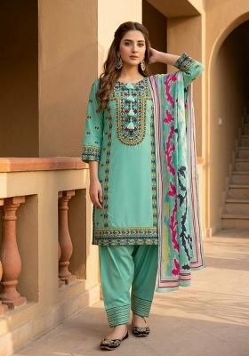 Green Embroidered Silk Salwar Kameez