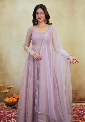 Pink Embroidered Organza Anarkali Set