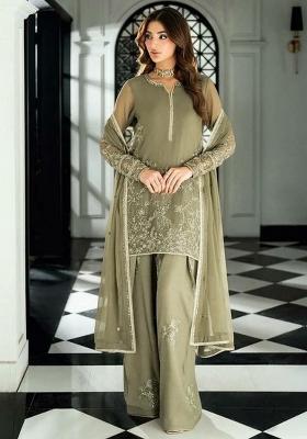 Green Sequin Work Georgette Pakistani Suit Set