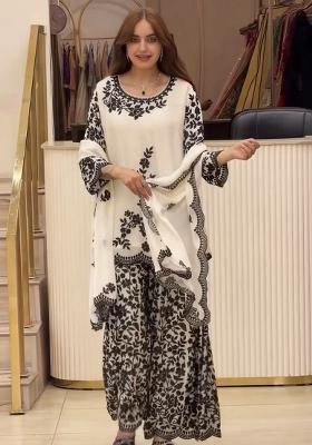 White Sequin Work Georgette Pakistani Suit Set