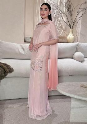 Pink Embroidered Silk Farshi Salwar Suit