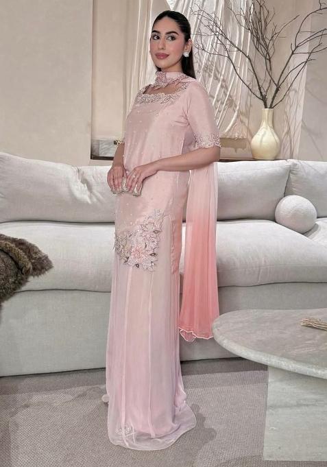 Pink Embroidered Silk Farshi Salwar Suit