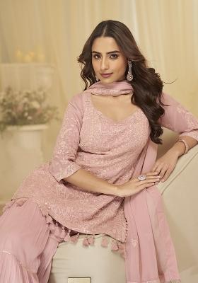 Pink Embroidered Georgette Salwar Kameez