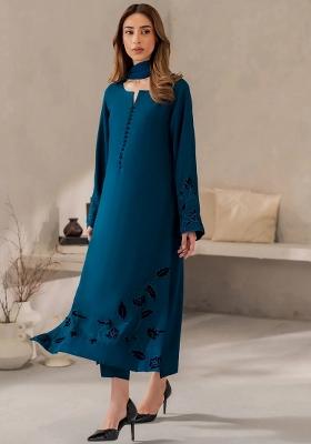 Blue Thread Work Silk Kurta Set