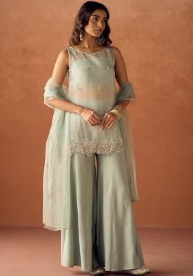 Light Green Beads Work Kurta Set