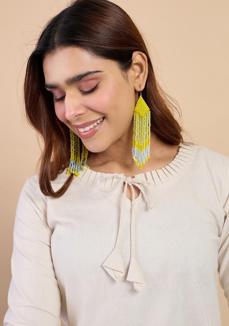 Off White Embroidery Cotton Kurta Set - Indya