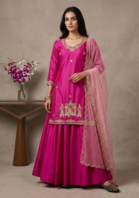 Pink Sequin Work Silk Kurta Set