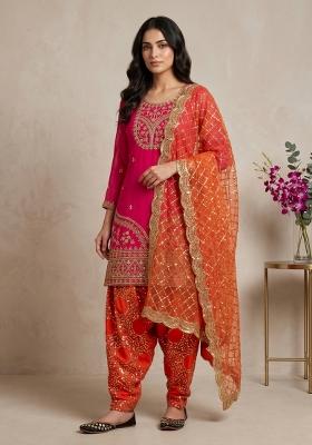 Pink Sequin Work Georgette Kurta Set
