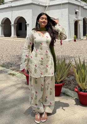 Off White Embroidered Silk Farshi Salwar Set
