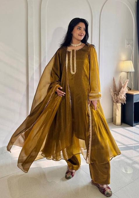 Mehendi Embroidered Silk Palazzo Set