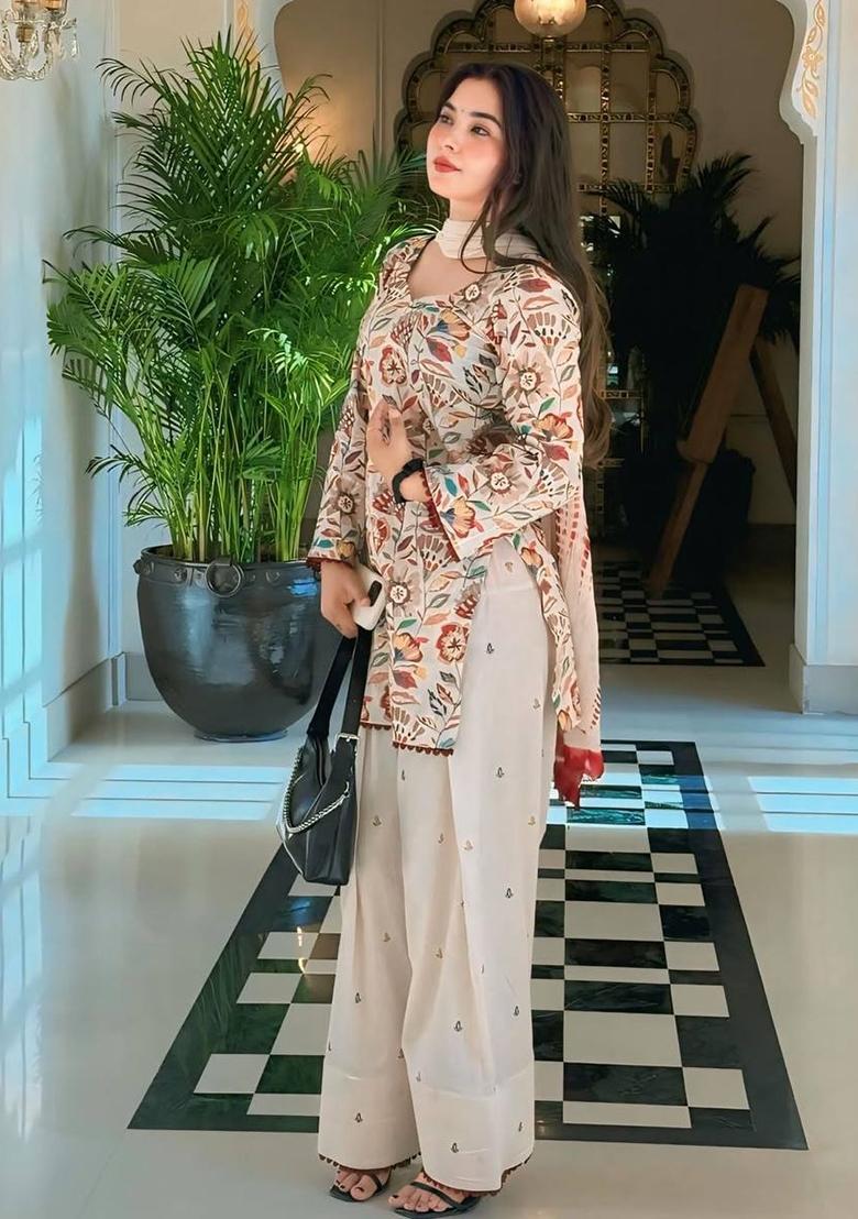 Multicolor Embroidered Cotton Farshi Salwar Set - Indya