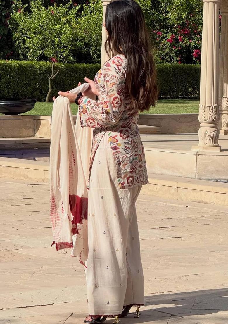 Multicolor Embroidered Cotton Farshi Salwar Set - Indya