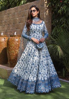White Embroidered Georgette Anarkali Set