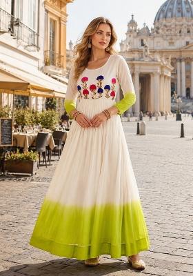 Green Embroidered Georgette Anarkali