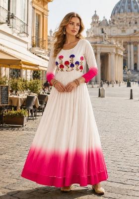 Pink Embroidered Georgette Anarkali