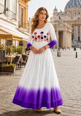 Purple Embroidered Georgette Anarkali