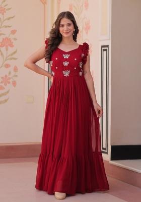 Red Embroidered Georgette Anarkali