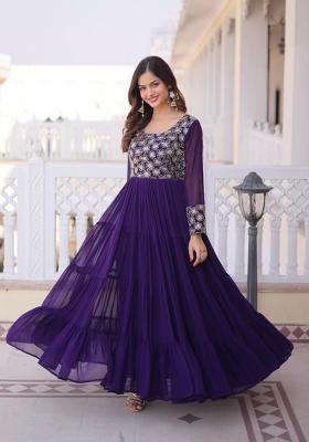 Aqua Blue Sequin Georgette Anarkali