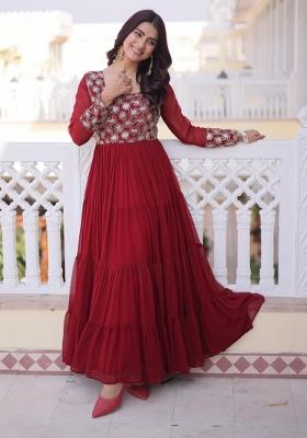 Maroon Sequin Georgette Anarkali