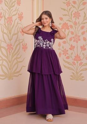 Violet Embroidered Georgette Anarkali