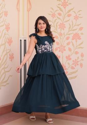 Navy Blue Embroidered Georgette Anarkali
