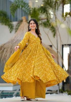 Light Yellow Printed Muslin Kurta Set