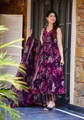Aqua Blue Printed Muslin Kurta Set