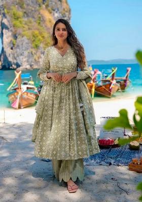 Light Green Printed Muslin Kurta Set