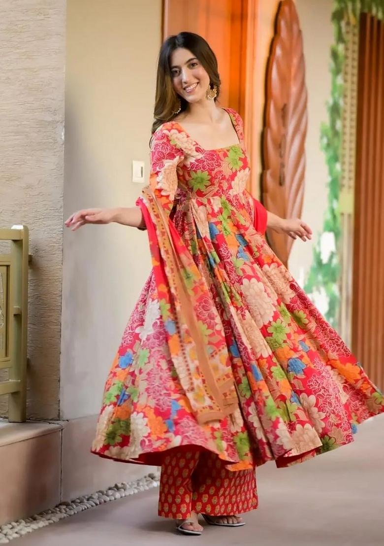 Multicolor Printed Muslin Kurta Set - Indya