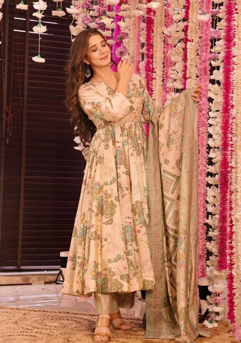 Multicolor Printed Muslin Kurta Set - Indya