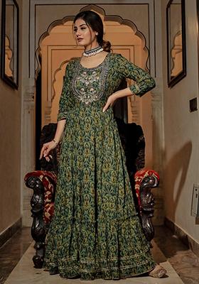 Green Printed Cotton Kurta