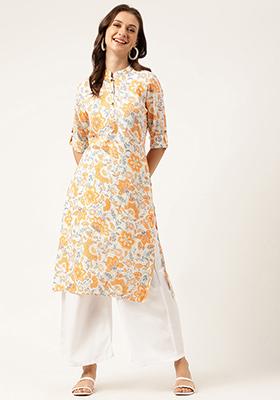 Multicolor Floral Print Rayon Kurta