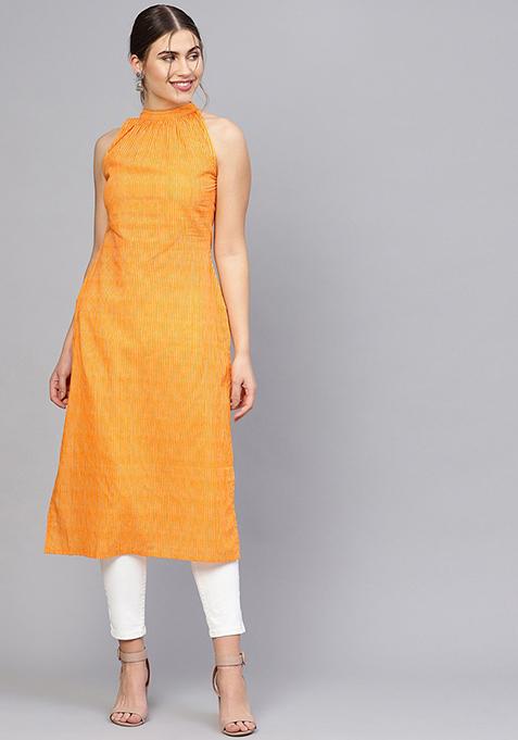 White Solid Cotton Kurta