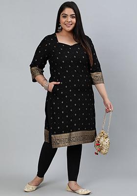 Black Printed Viscose rayon Kurta