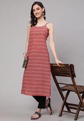 Red Geometric Print Pure Cotton Kurta