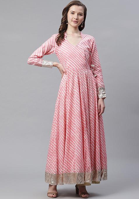 Pink Printed Cotton Kurta